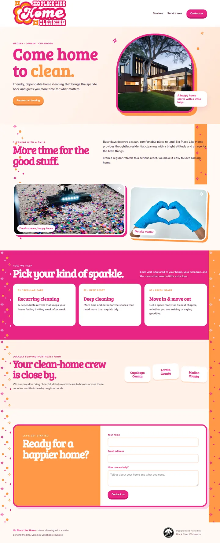 No Place Like Home Cleaning website